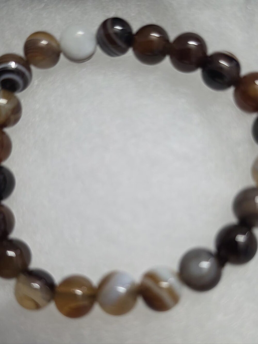 Natural Brown Agate Beaded Stretch Bracelet - Women